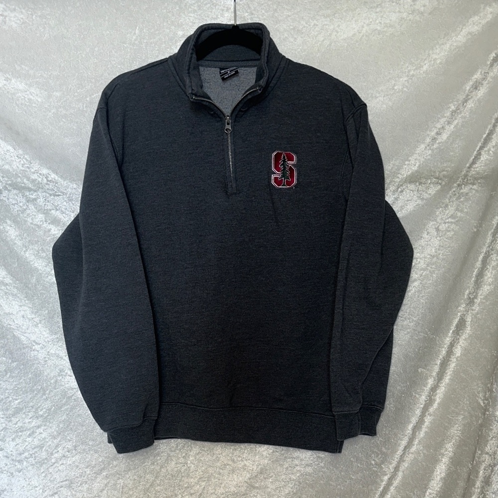 Stanford Men's Black Quarter-Zip Sweater